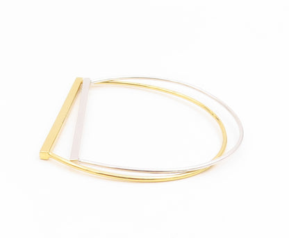 925 Sterling Silver Vintage Bracelet Two Tone Classic Sleek Bar Bangle  BT11916