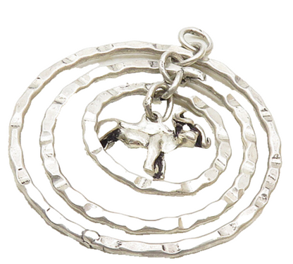 925 Sterling Silver  Vintage Shiny Graduated Open Circles Pendant  PT7491