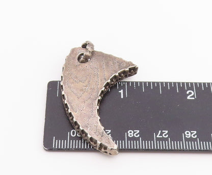 925 Sterling Silver Vintage Pendant Classic Textured Horned Moon Charm  PT26515