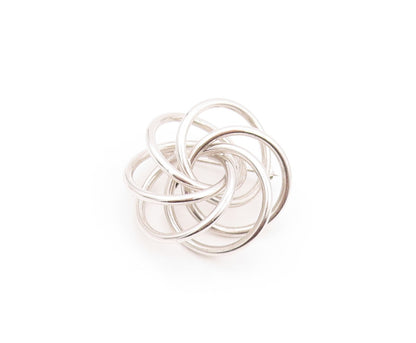 925 Sterling Silver Vintage Brooch Modernist Cutout Rings Flower  BP11519