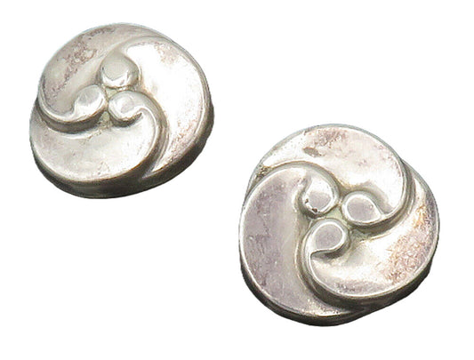 MEXICO 925 Sterling Silver  Vintage Hollow Swirl Non Pierce Earrings  EG7695
