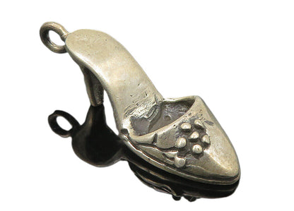 925 Sterling Silver  Vintage Floral Detail High Heel Shoe Pendant  PT8481