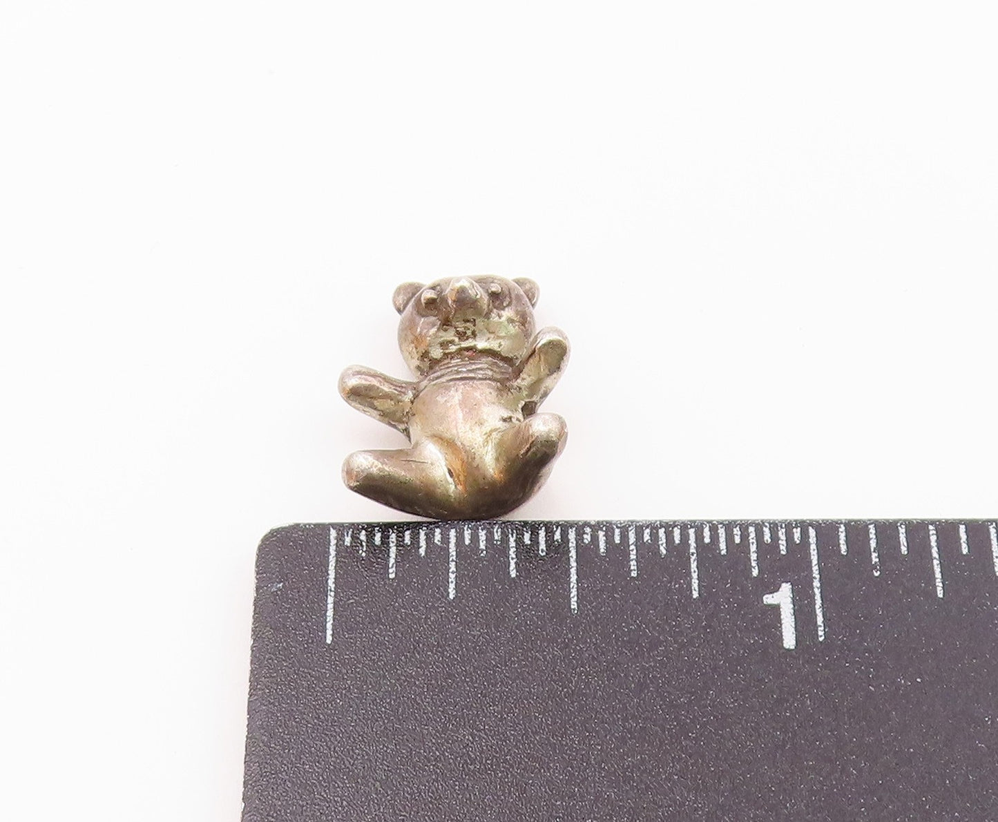 925 Sterling Silver  Vintage Dark Tone Teddy Bear Motif Pendant  PT17361