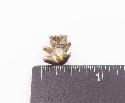 925 Sterling Silver  Vintage Dark Tone Teddy Bear Motif Pendant  PT17361