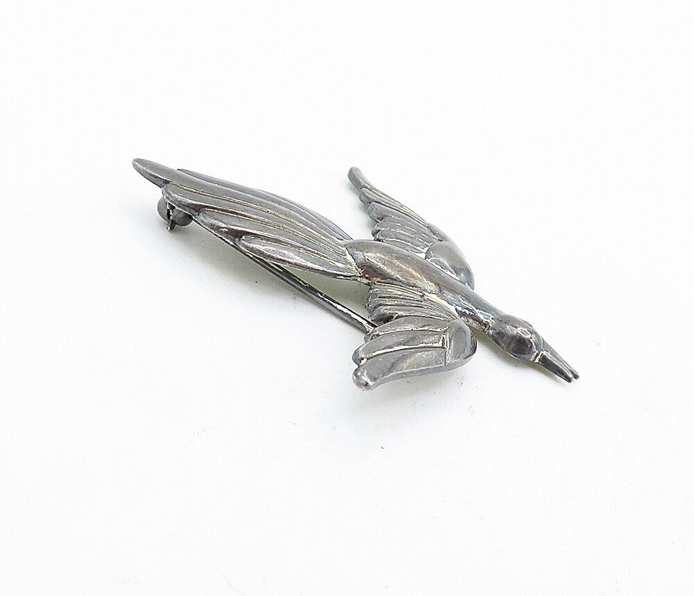 FORSTNER 925 Sterling Silver  Vintage Dark Tone Flying Bird Brooch Pin  BP1590