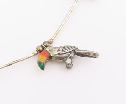 925 Sterling Silver Vintage Necklace SOUTHWESTERN Gemstone Animal Fetish  NE4909