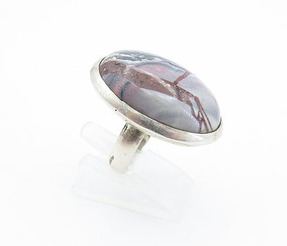 925 Sterling Silver  Cabochon Cut Agate Oval Cocktail Ring Sz 7.5  RG7773