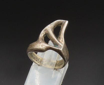 MEXICO 925 Silver  Vintage Open Modernist Pointed Abstract Ring Sz 6  RG24745