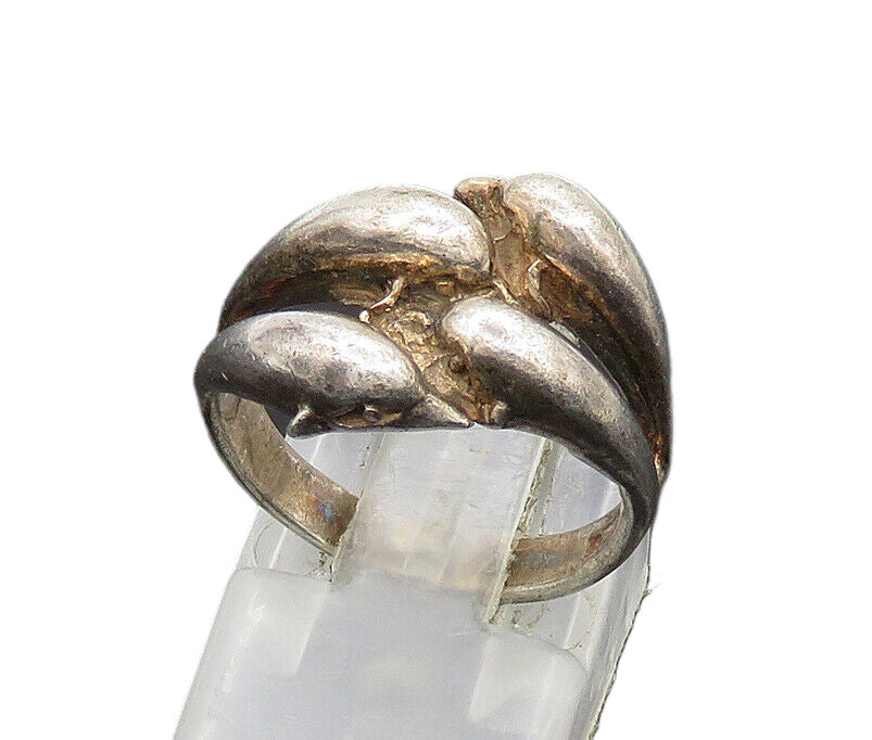 925 Sterling Silver  Vintage Dark Tone Split Dome Band Ring Sz 6  RG21189