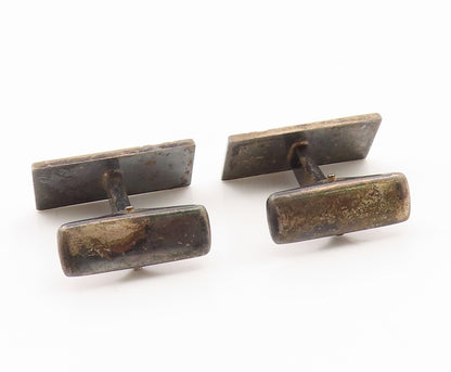 925 Sterling Silver Vintage Cufflinks FINLAND Etched Geometric Rectangle  TR4204