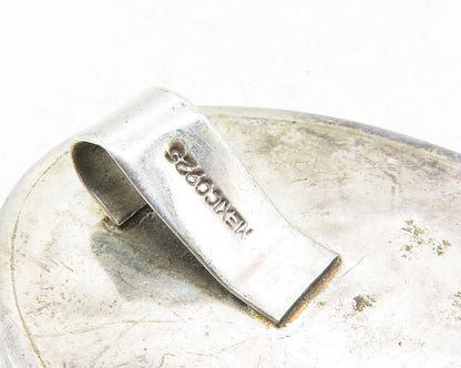 MEXICO 925 Sterling Silver  Vintage Minimalist Hammered Oval Pendant  PT7756