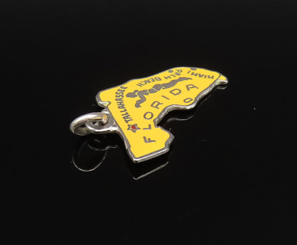 925 Sterling Silver  Vintage Enamel Florida State Souvenir Pendant  PT21284