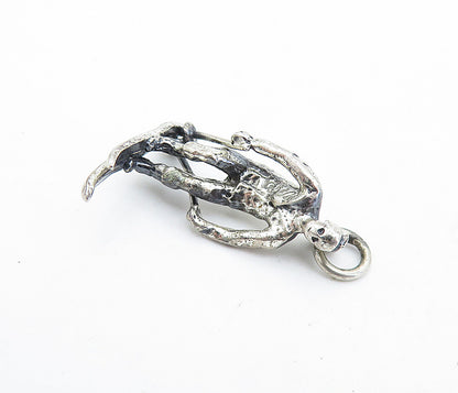 925 Sterling Silver  Vintage Dark Tone Sculpted Skiing Man Pendant  PT4798