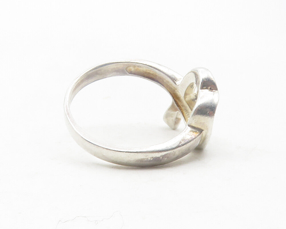 925 Sterling Silver  Vintage Shiny Open Love Heart Band Ring Sz 7.5  RG12032