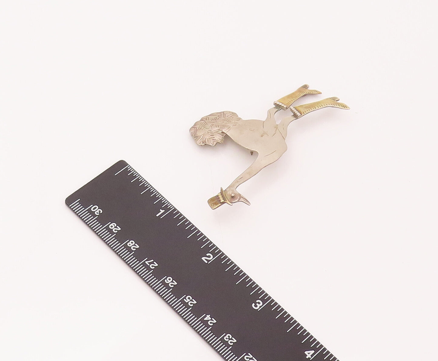 925 Silver  Vintage Designer Gold Plated Shoes & Hat Peacock Brooch Pin TR3503