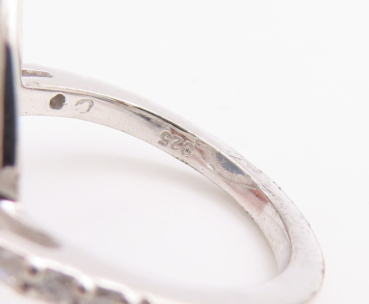 925 Sterling Silver Vintage Ring Drop Cut Blue Halo White Topaz  Sz 7  RG30664