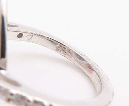 925 Sterling Silver Vintage Ring Drop Cut Blue Halo White Topaz  Sz 7  RG30664