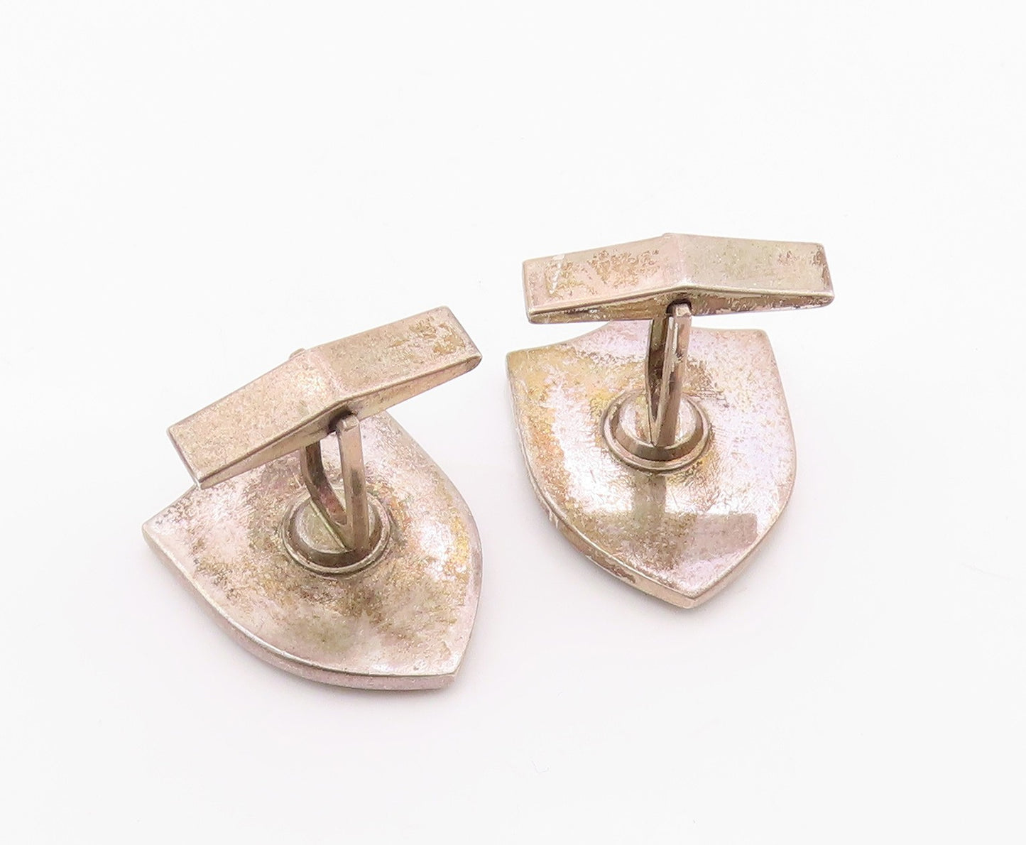 925 Sterling Silver  Vintage Carved Royal Emblem Cuff Links  TR3425