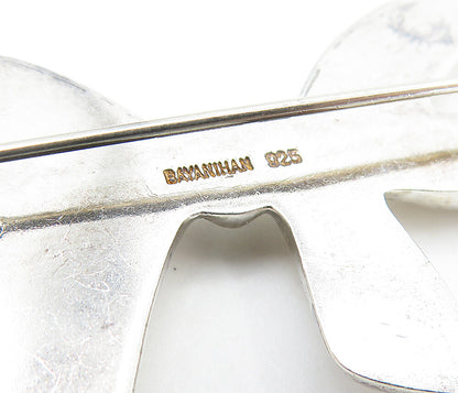 BAYANIHAN 925 Sterling Silver  Vintage Shiny Bow Tied Ribbon Brooch Pin BP2668