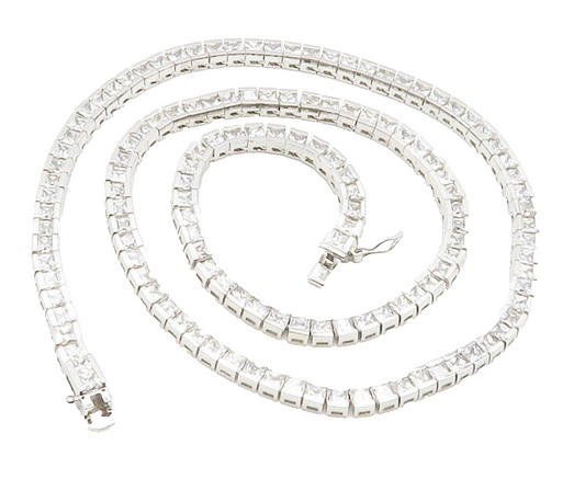 ROSS SIMON 925 Silver Sparkling Cubic Zirconia Box Chain Necklace  NE2386