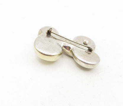 FREDERIC JEAN DUCLOS 925 Silver  Vintage Shiny Hollow Swirl Brooch Pin  BP3422