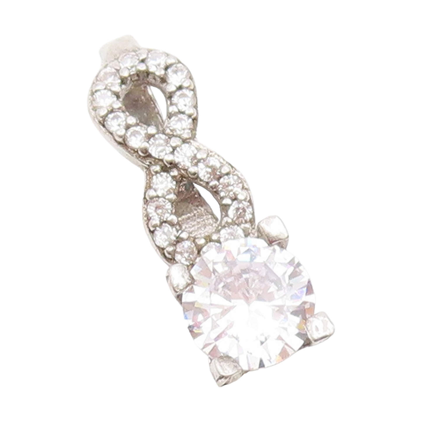 925 Sterling Silver Vintage Cubic Zirconia Infinity Twist Pendant  PT19680