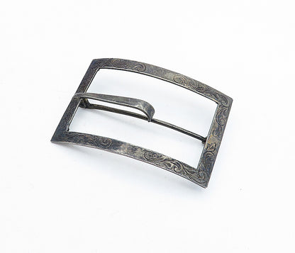 925 Sterling Silver  Vintage Oxidized Swirl Etched Pattern Belt Buckle  TR1191