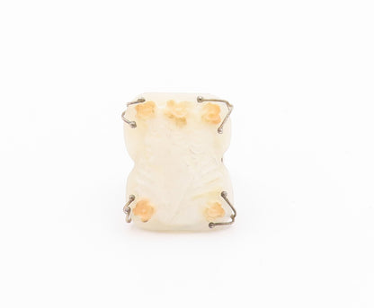 925 Sterling Silver Vintage Ring Modernist Carved Girl Face Cameo  Sz 5  RG32511