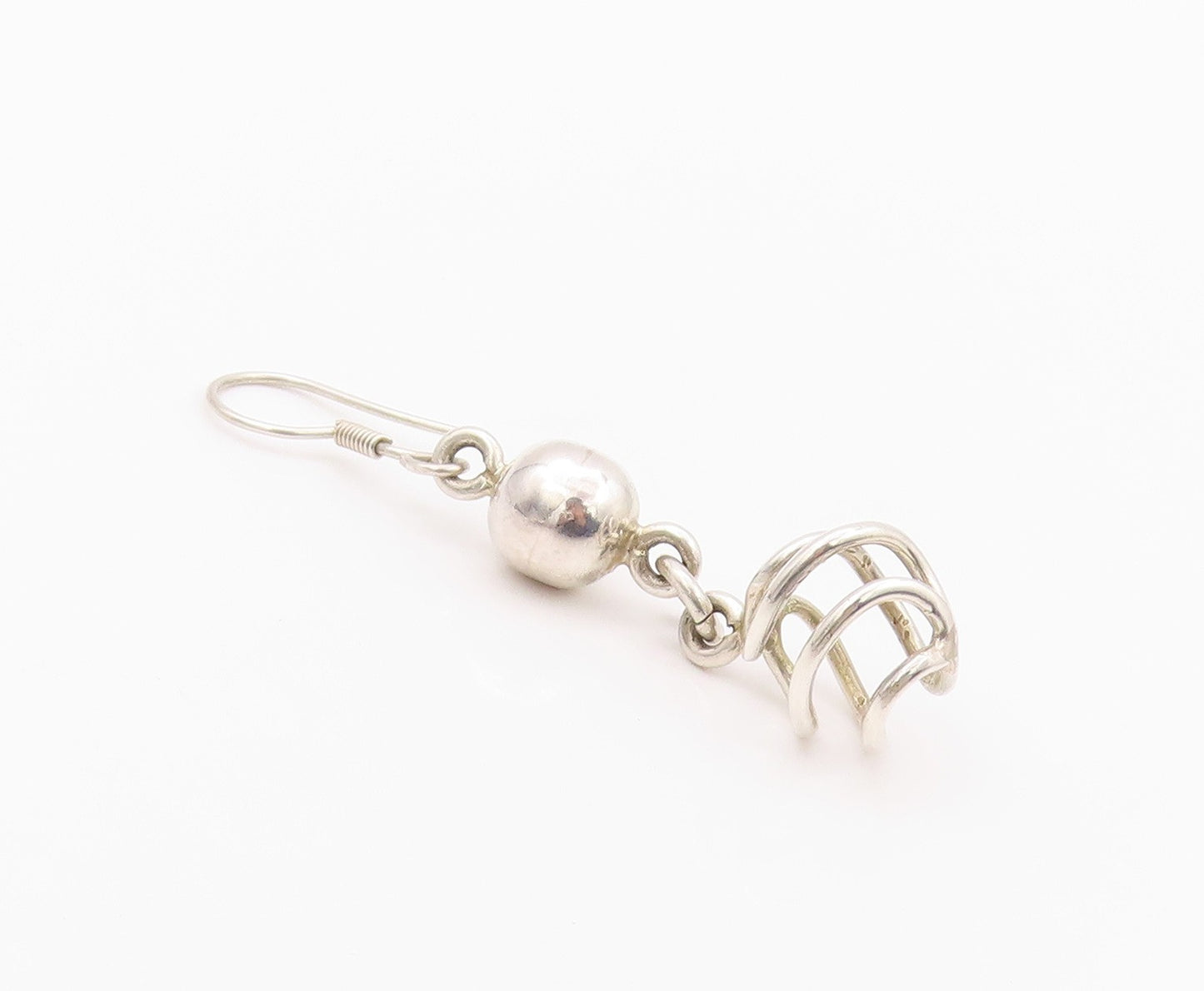 925 Sterling Silver Vintage Earrings Modernist Designer Drop Dangling  EG13505