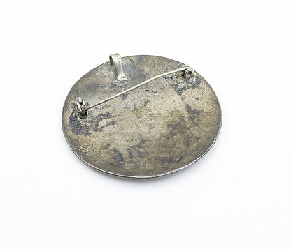 MEXICO 925 Sterling Silver Vintage Inlaid Abalone Shell Brooch Pin BP1332