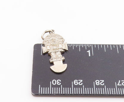 925 Sterling Silver  Vintage Petite Traditional Warrior Statue Pendant PT15988