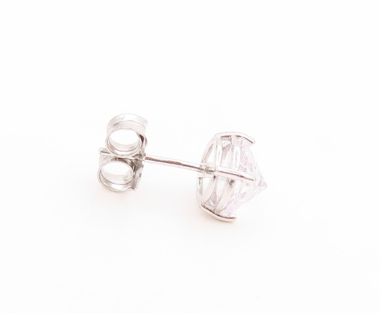 925 Sterling Silver Vintage Earrings Upside Down CZ Minimalist Studs  EG14010