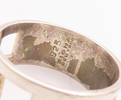 925 Sterling Silver Vintage Ring FIONA Solid Cutout Square Windows Sz 10 RG28945