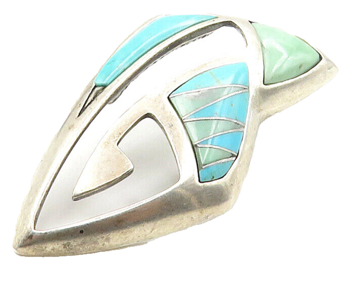 CAROLYN POLLACK RELIOS 925 Silver  Vintage Turquoise Cutout Pendant  PT11972