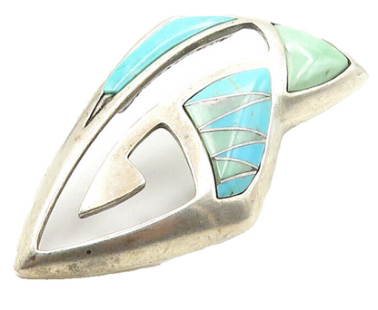 CAROLYN POLLACK RELIOS 925 Silver  Vintage Turquoise Cutout Pendant  PT11972