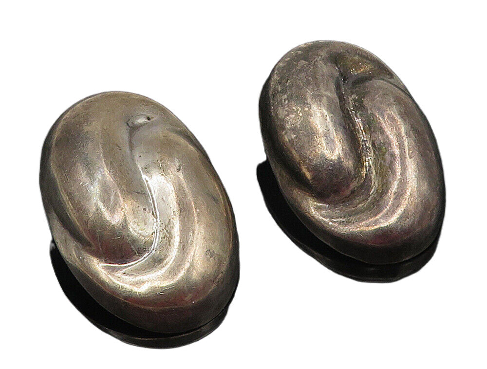 MEXICO 925 Sterling Silver  Vintage Bubble Swirl Non Pierce Earrings  EG6116