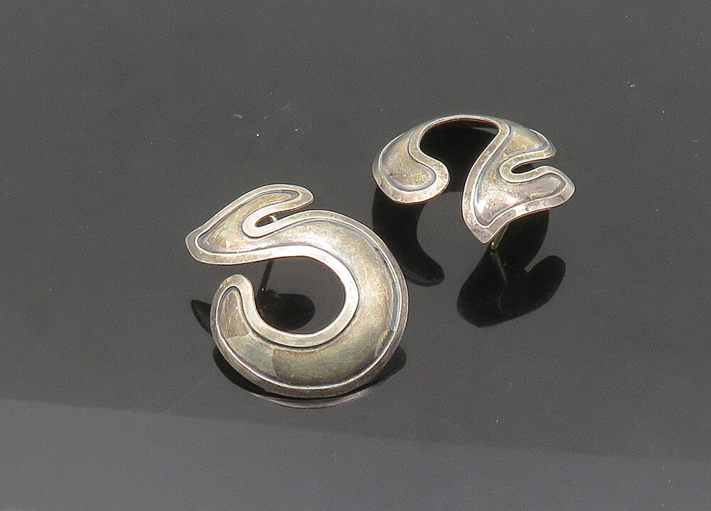 925 Sterling Silver & 14K GOLD  Vintage Dark Tone Round Drop Earrings  EG10409