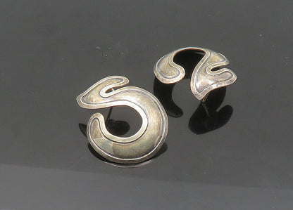 925 Sterling Silver & 14K GOLD  Vintage Dark Tone Round Drop Earrings  EG10409