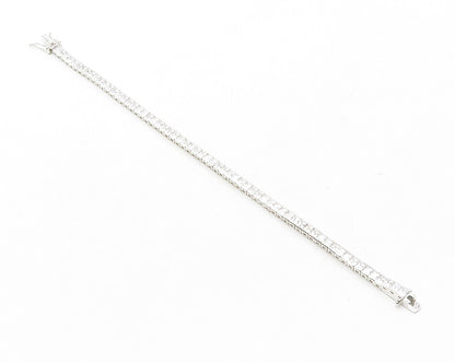 925 Sterling Silver  Sparkling Cubic Zirconia Square Tennis Bracelet  BT4977