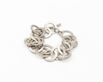 SILPADA 925 Silver  Vintage Dark Tone Smooth Circle Link Chain Bracelet BT6940