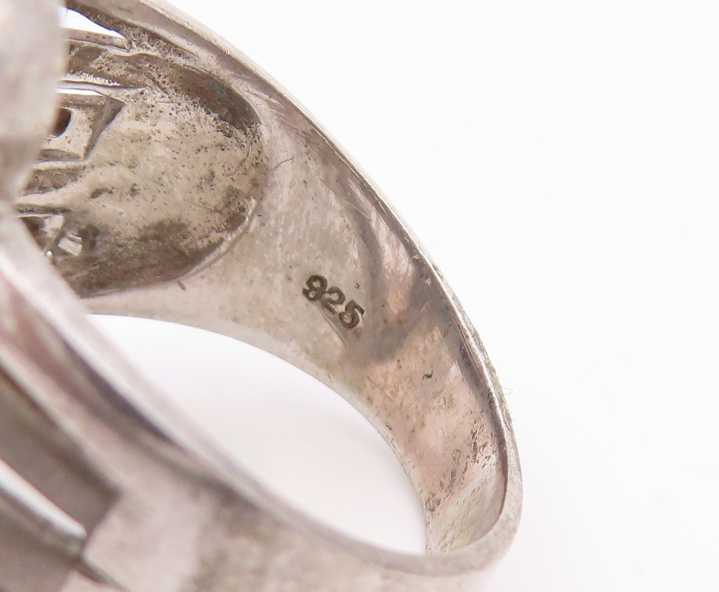 925 Sterling Silver Vintage Ring Multi Row CZ Wave Design Band  Sz 8  RG34934