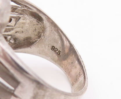 925 Sterling Silver Vintage Ring Multi Row CZ Wave Design Band  Sz 8  RG34934