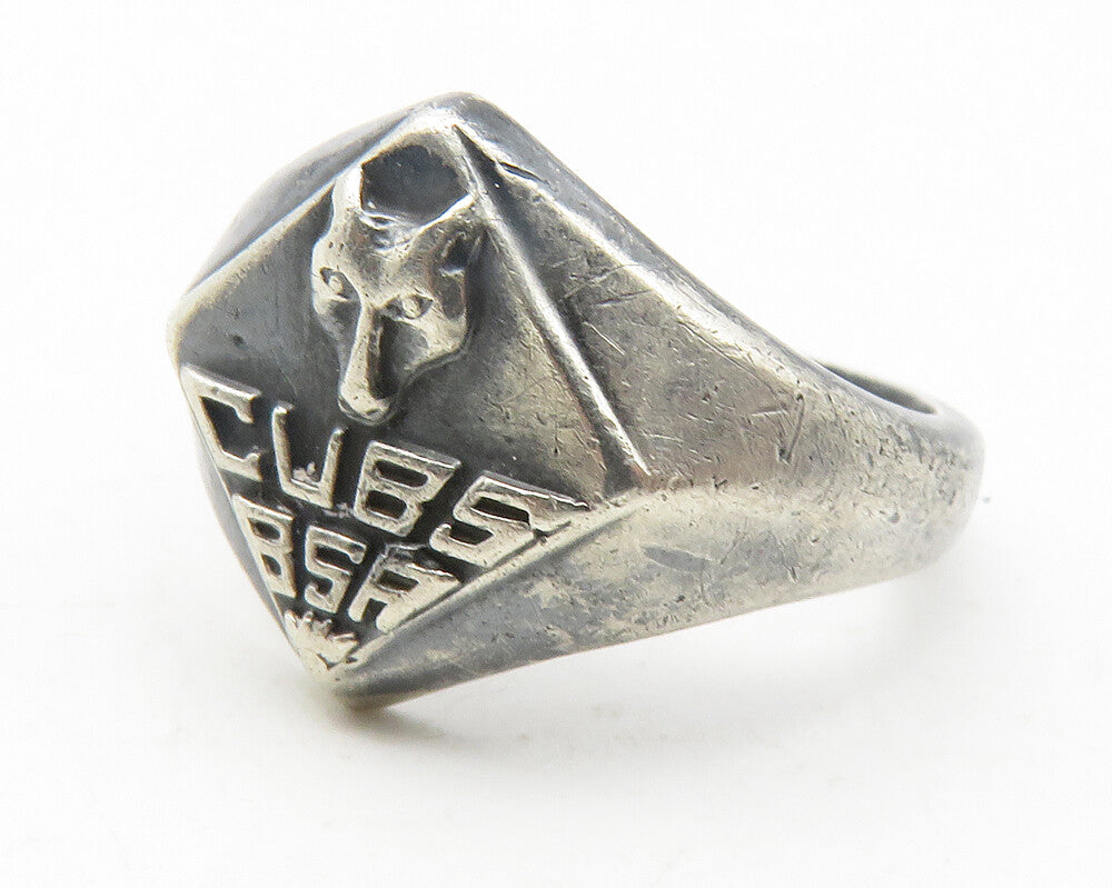 925 Sterling Silver  Vintage Antique Boy Scouts Cubs Band Ring Sz 5  RG11695