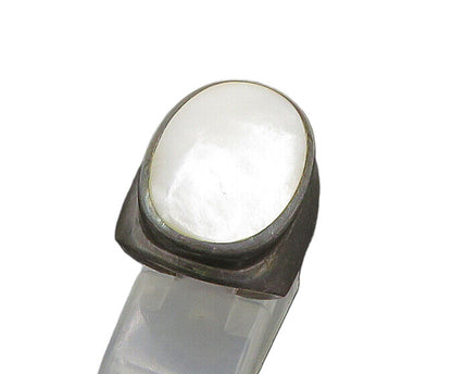 925 Sterling Silver  Vintage Mother Of Pearl Cocktail Ring Sz 6  RG21678