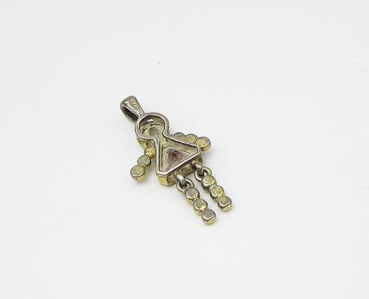 925 Sterling Silver  Inlay Amethyst Girl Figure Drop Pendant  PT2142