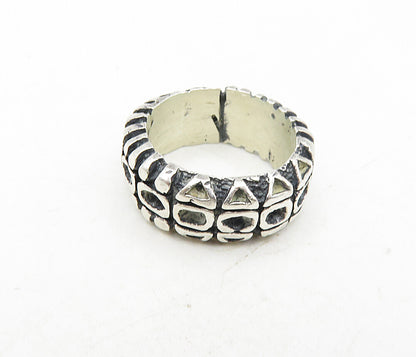 925 Sterling Silver  Vintage Oxidized Chiseled Pattern Band Ring Sz 6  RG9081