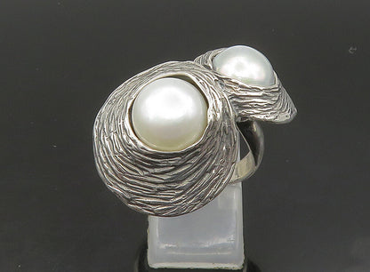 HAGIT GORALI ISRAEL 925 Silver  Vintage Pearls Cocktail Ring Sz 7.5  RG23657