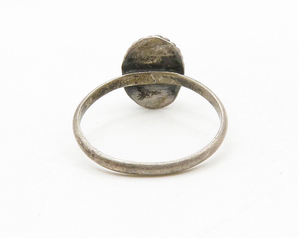 SOUTHWESTERN 925 Sterling Silver Vintage Turquoise Band Ring Sz 5 RG13969