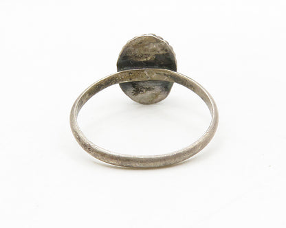 SOUTHWESTERN 925 Sterling Silver Vintage Turquoise Band Ring Sz 5 RG13969