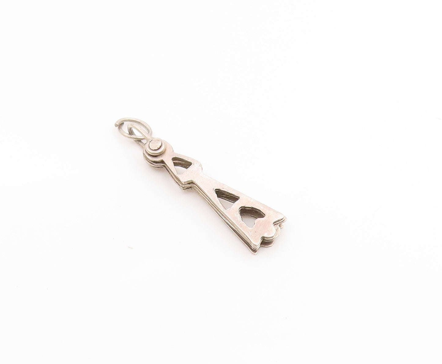 925 Silver  Vintage Triangle Cutout Folding Fan Pendant OPENS  PT21082